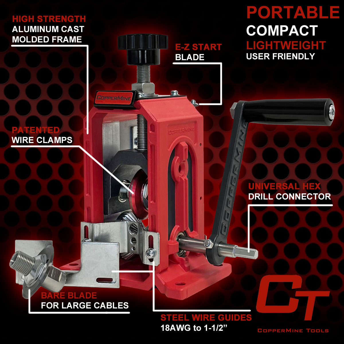 CT-302 Manual Copper Wire Stripper, Wire Stripper, Wire Stripping Machine, Cable Wire Stripper, Drill Operated Wire Stripper, CopperMine Wire Stripper