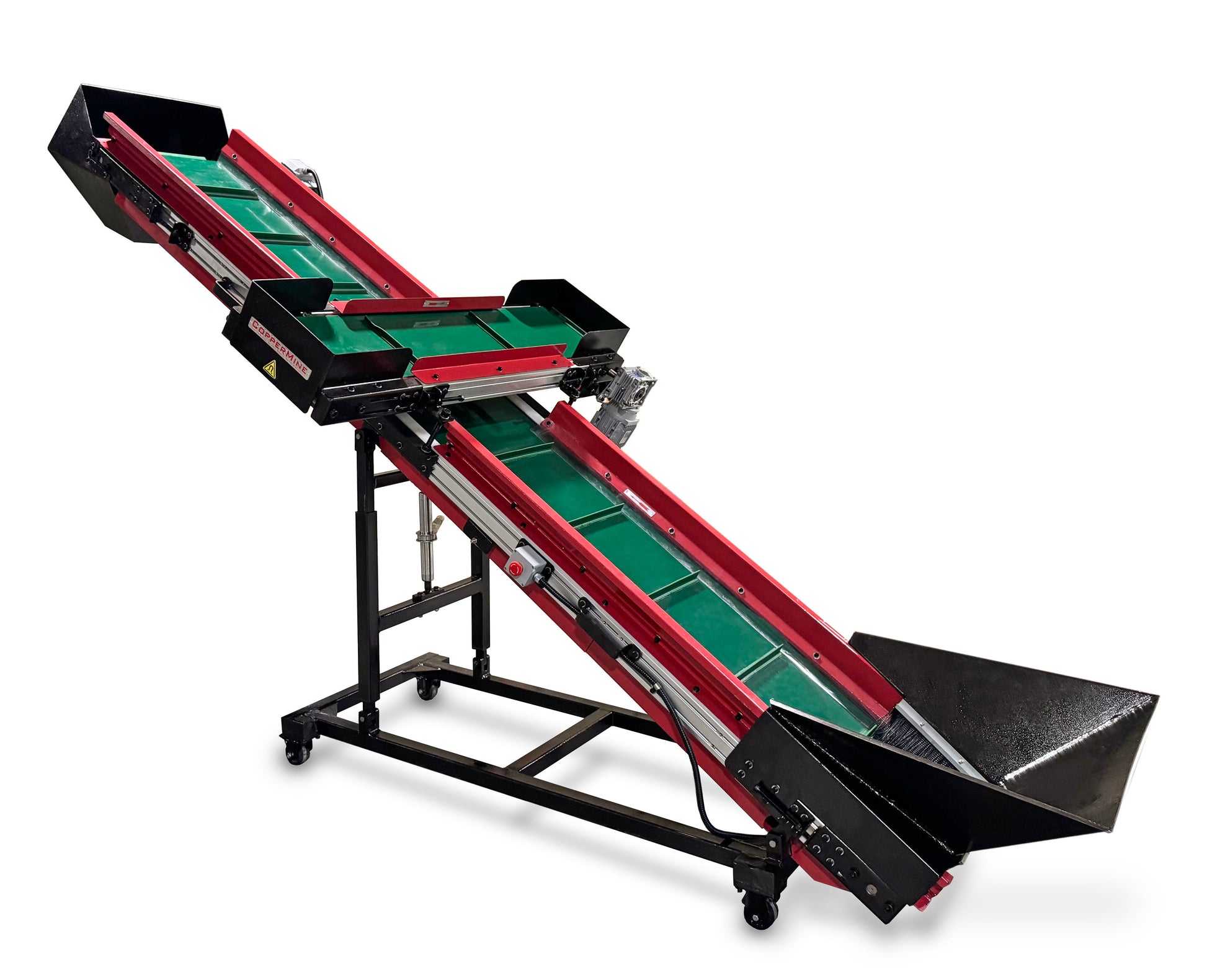 conveyor, copper conveyor, industrial conveyor, granulator conveyor, cross belt magnet, magnet conveyor, compact conveyor, heavy duty conveyor, coppermine conveyor, wire conveyor