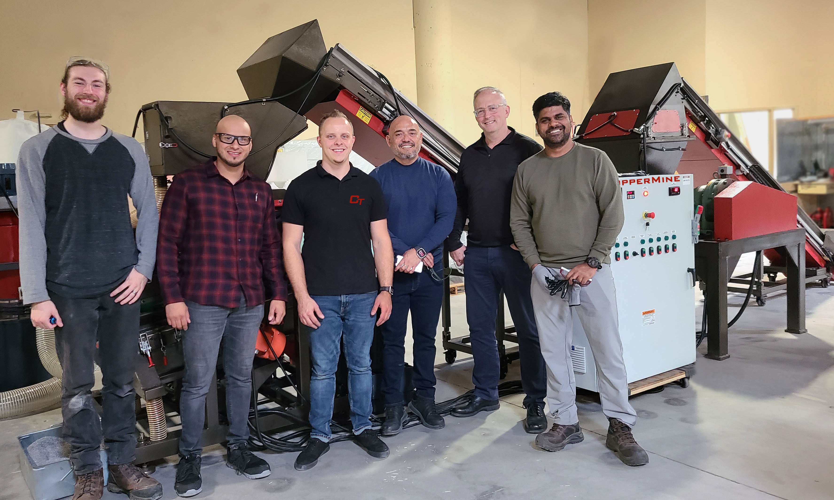 technical and mechanical copper system support team at CopperMine for copper granulators, copper wire strippers, and cable cutters