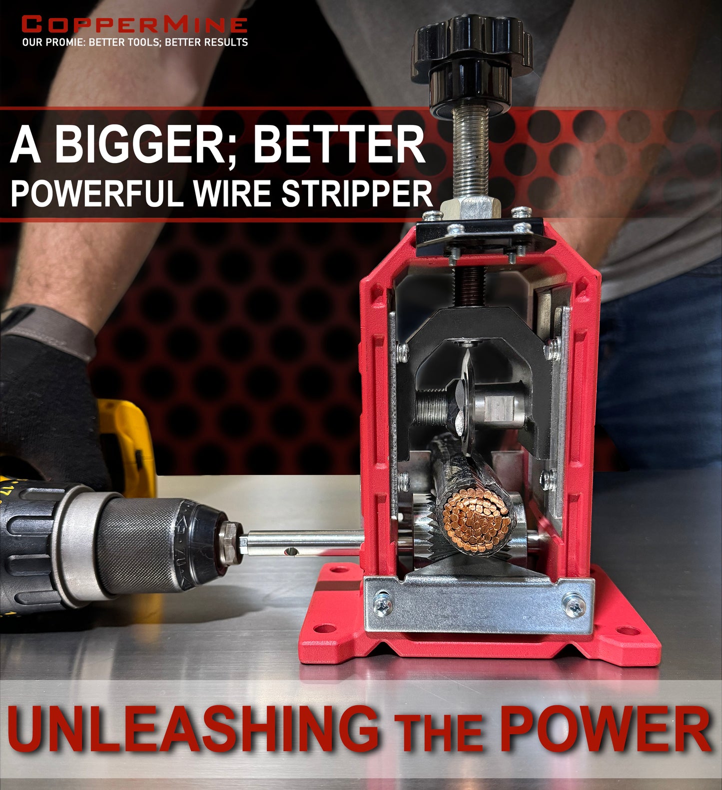 Powerful manual wire stripper, copper wire stripping machine, CT-302 CopperMine, drill operated wire stripper