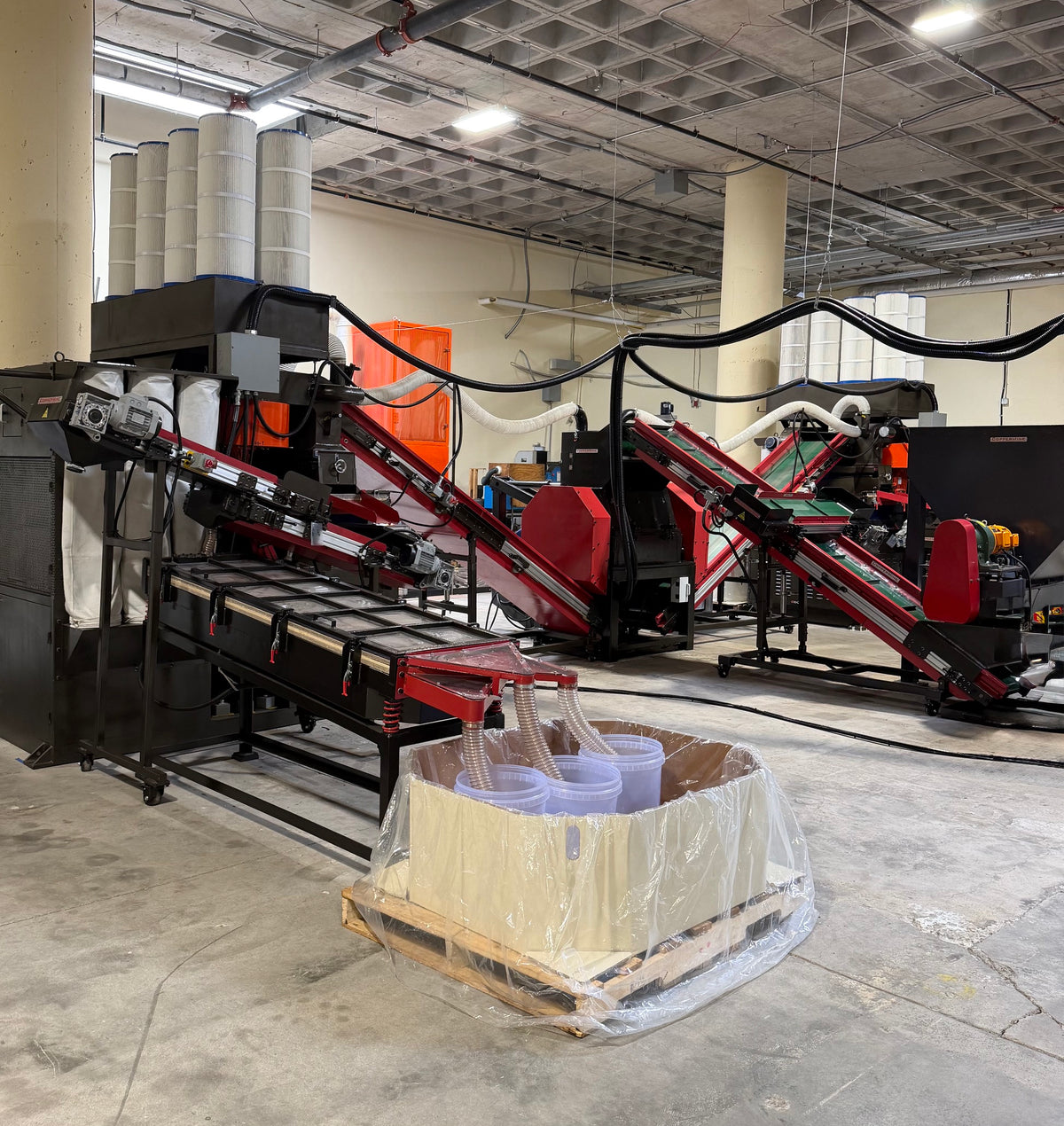 CopperMine CT-630 copper recovery system with conveyors and separation equipment in an industrial facility