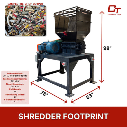 CopperMine 45HP Industrial Single Shaft Powerful Pre-Shredder for Copper Wire & Cable