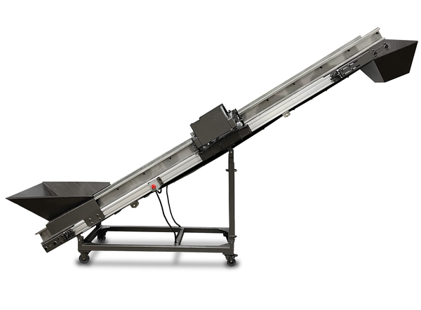 Industrial Granulator Conveyor Belt 6' to 8' Incline With Magnetic Magnetic Cross Belt