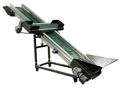 Industrial Granulator Conveyor Belt 6' to 8' Incline With Magnetic Magnetic Cross Belt